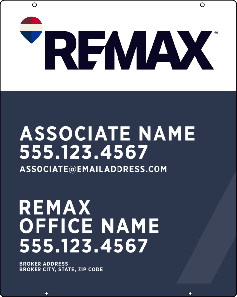 Hanging Associate Name w Broker Address Sign Panel, 30h x 24w, 3mm Aluminum Composite